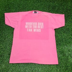 Vintage 90s Funny Sun-Bathing Shirt Womens XL 21x26 Pink USA